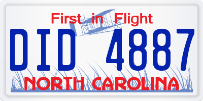 NC license plate DID4887