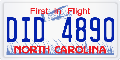 NC license plate DID4890
