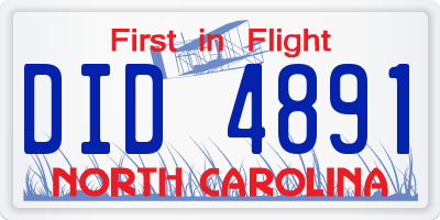 NC license plate DID4891