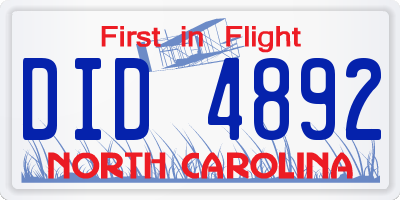 NC license plate DID4892