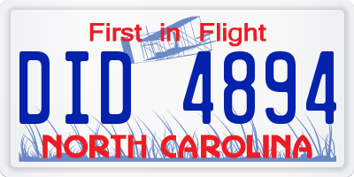 NC license plate DID4894