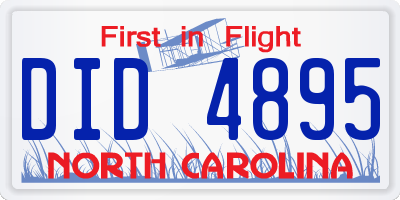 NC license plate DID4895