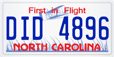 NC license plate DID4896