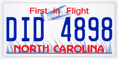 NC license plate DID4898