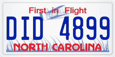 NC license plate DID4899
