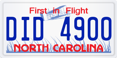 NC license plate DID4900
