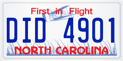 NC license plate DID4901