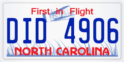 NC license plate DID4906