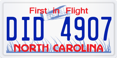 NC license plate DID4907