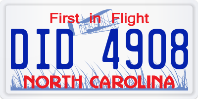 NC license plate DID4908