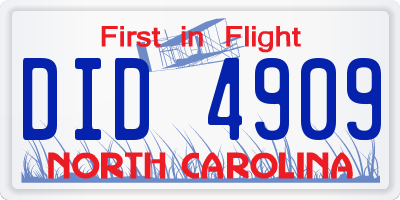 NC license plate DID4909
