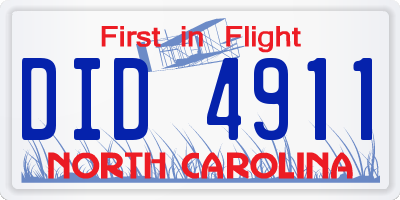 NC license plate DID4911
