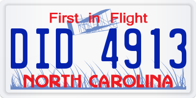 NC license plate DID4913