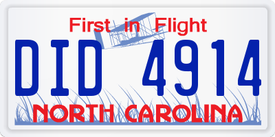 NC license plate DID4914