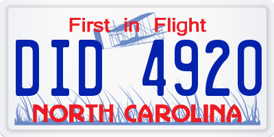 NC license plate DID4920