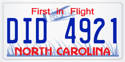 NC license plate DID4921