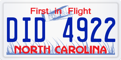 NC license plate DID4922