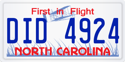 NC license plate DID4924