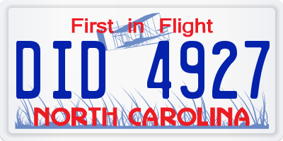 NC license plate DID4927