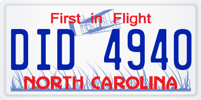 NC license plate DID4940