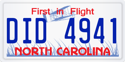 NC license plate DID4941