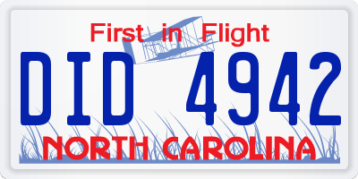 NC license plate DID4942