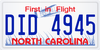 NC license plate DID4945