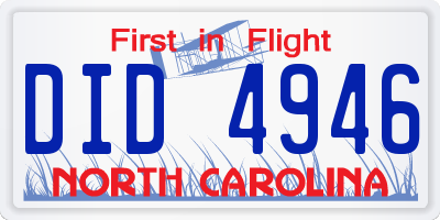 NC license plate DID4946