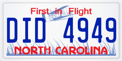 NC license plate DID4949