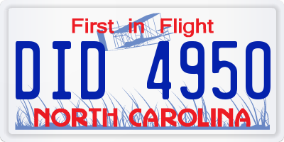 NC license plate DID4950