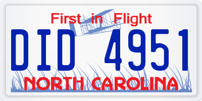 NC license plate DID4951
