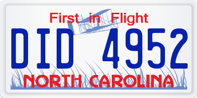 NC license plate DID4952