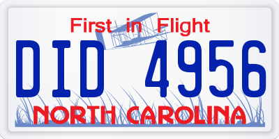 NC license plate DID4956