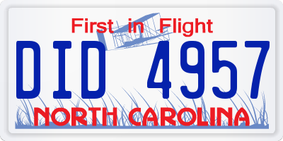 NC license plate DID4957