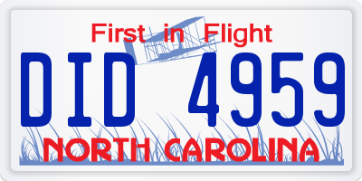 NC license plate DID4959