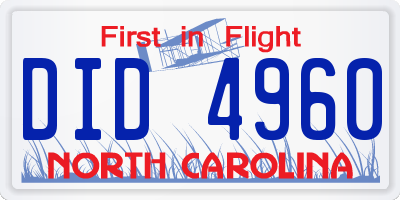 NC license plate DID4960