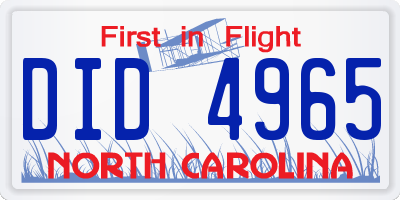 NC license plate DID4965