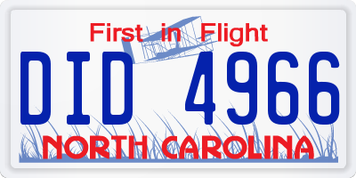 NC license plate DID4966
