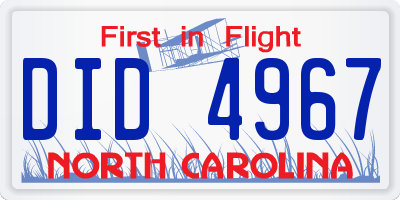 NC license plate DID4967