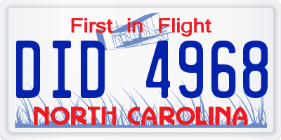 NC license plate DID4968