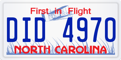 NC license plate DID4970