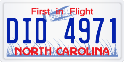 NC license plate DID4971