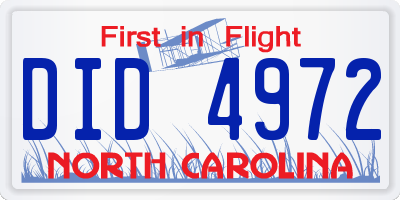 NC license plate DID4972