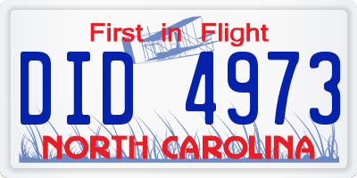 NC license plate DID4973