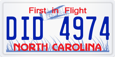 NC license plate DID4974