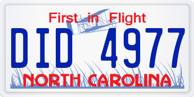 NC license plate DID4977