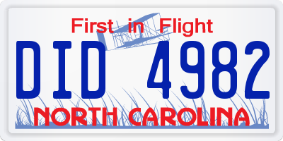 NC license plate DID4982
