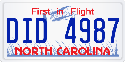 NC license plate DID4987