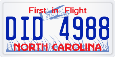 NC license plate DID4988