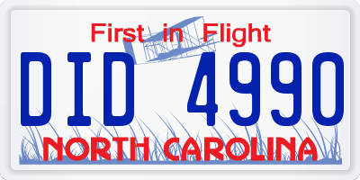 NC license plate DID4990